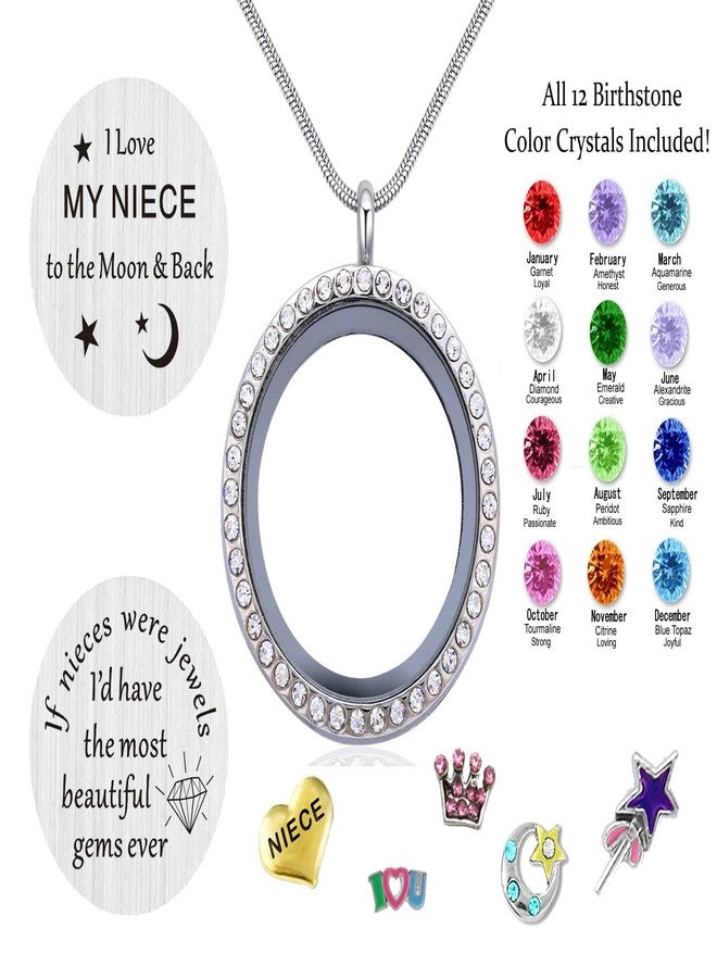 Beffy I Love My Niece to the Moon & Back Pendant Necklace, Floating Charms Locket for Women, Gift from Aunt - Image 2